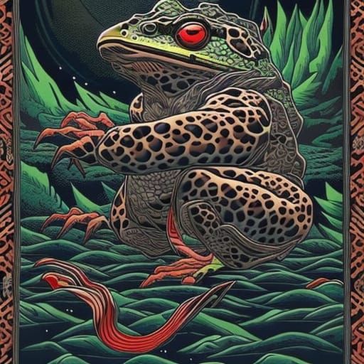 Tattooed Toad in Traditional Japanese Comic Art