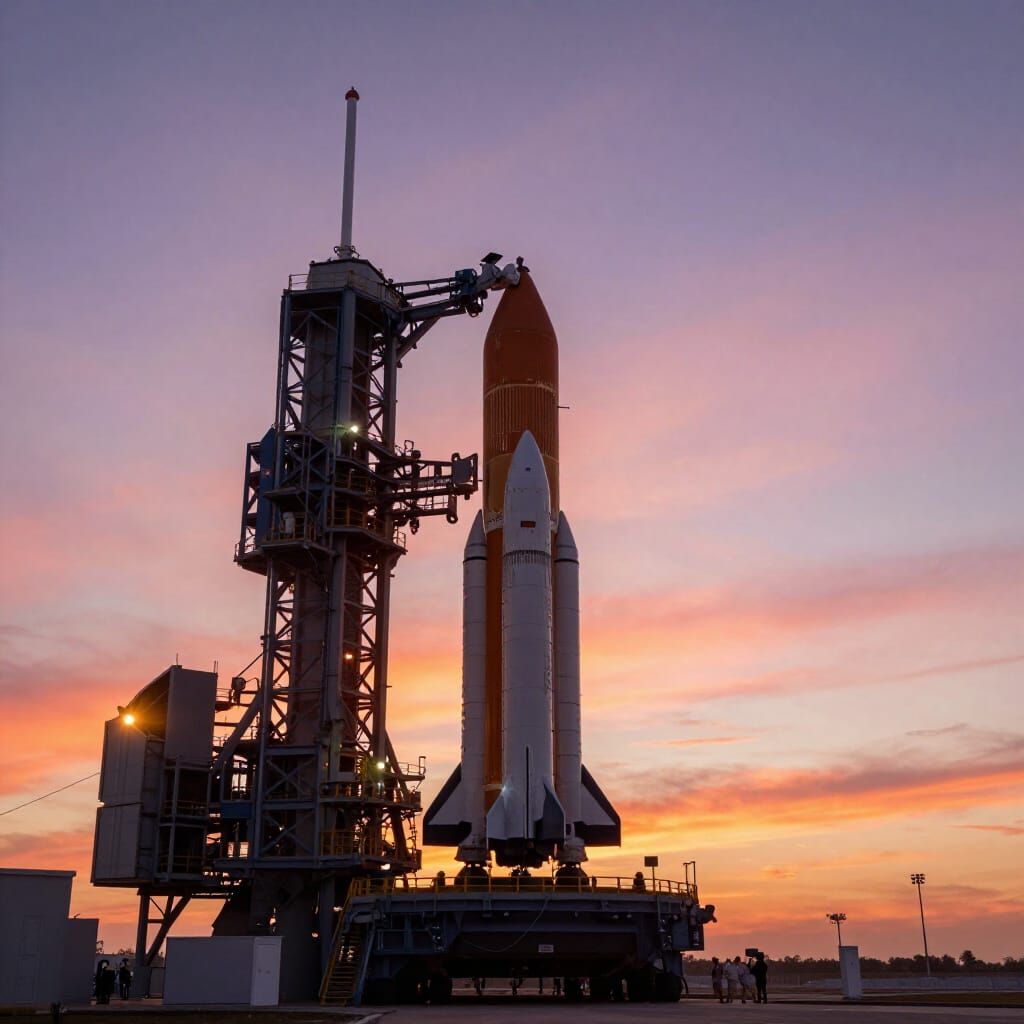 Majestic Rocket at Dawn, Ultra-Realistic Photo