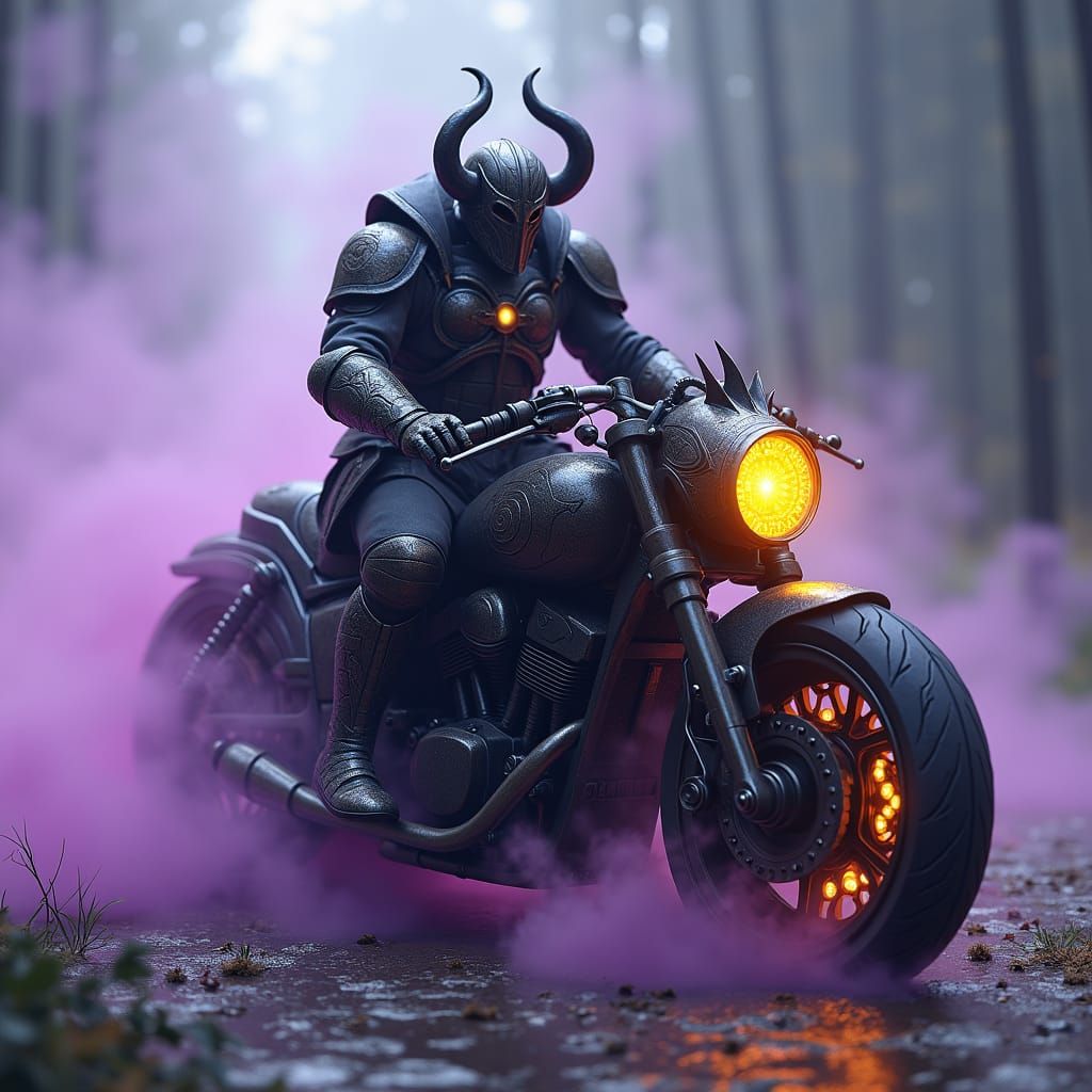 Demonic Rider in Dark Fantasy Art Nouveau Style