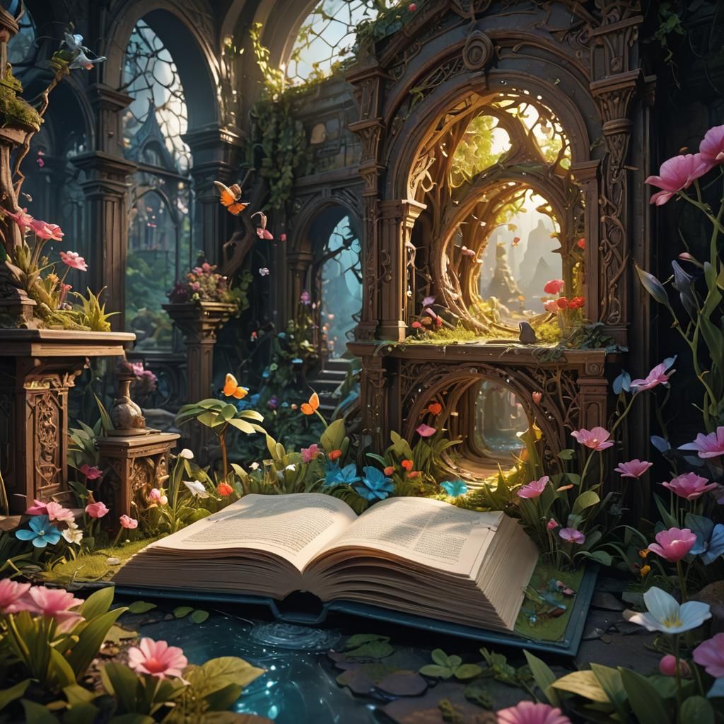 Magical Pop-Up Book in Dark Fantasy Style