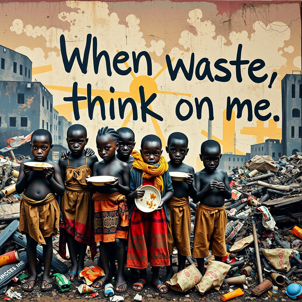 Protest Against Food Waste: Street Art in Banksy Style