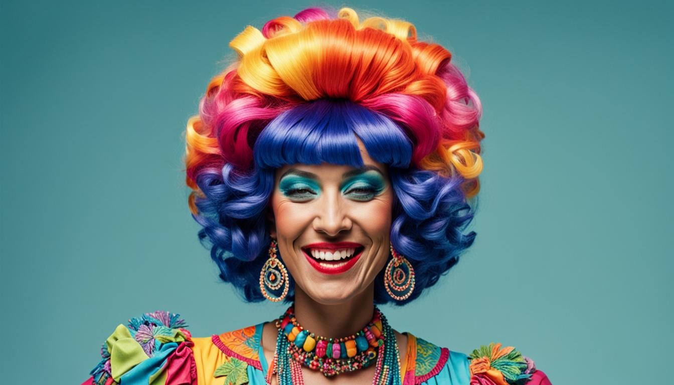 Cheerful Woman in Vibrant Attire, in Freas Style