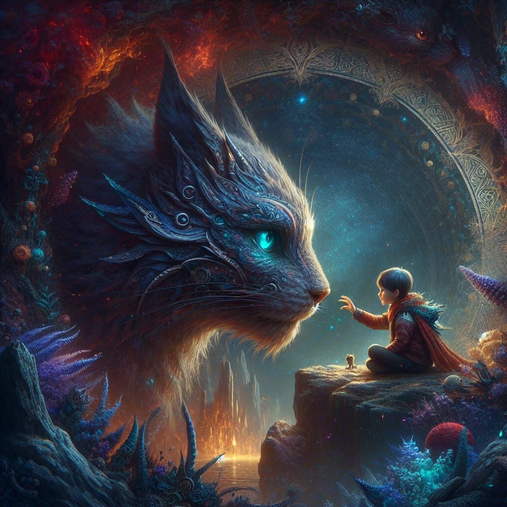 Cat and Child: Fantasy Concept Art