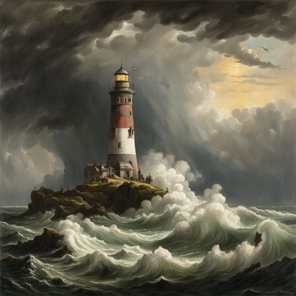 Stormbound Lighthouse in Dramatic Sky