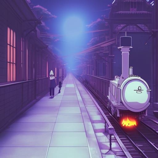 Trains Demon in Studio Ghibli Anime Style