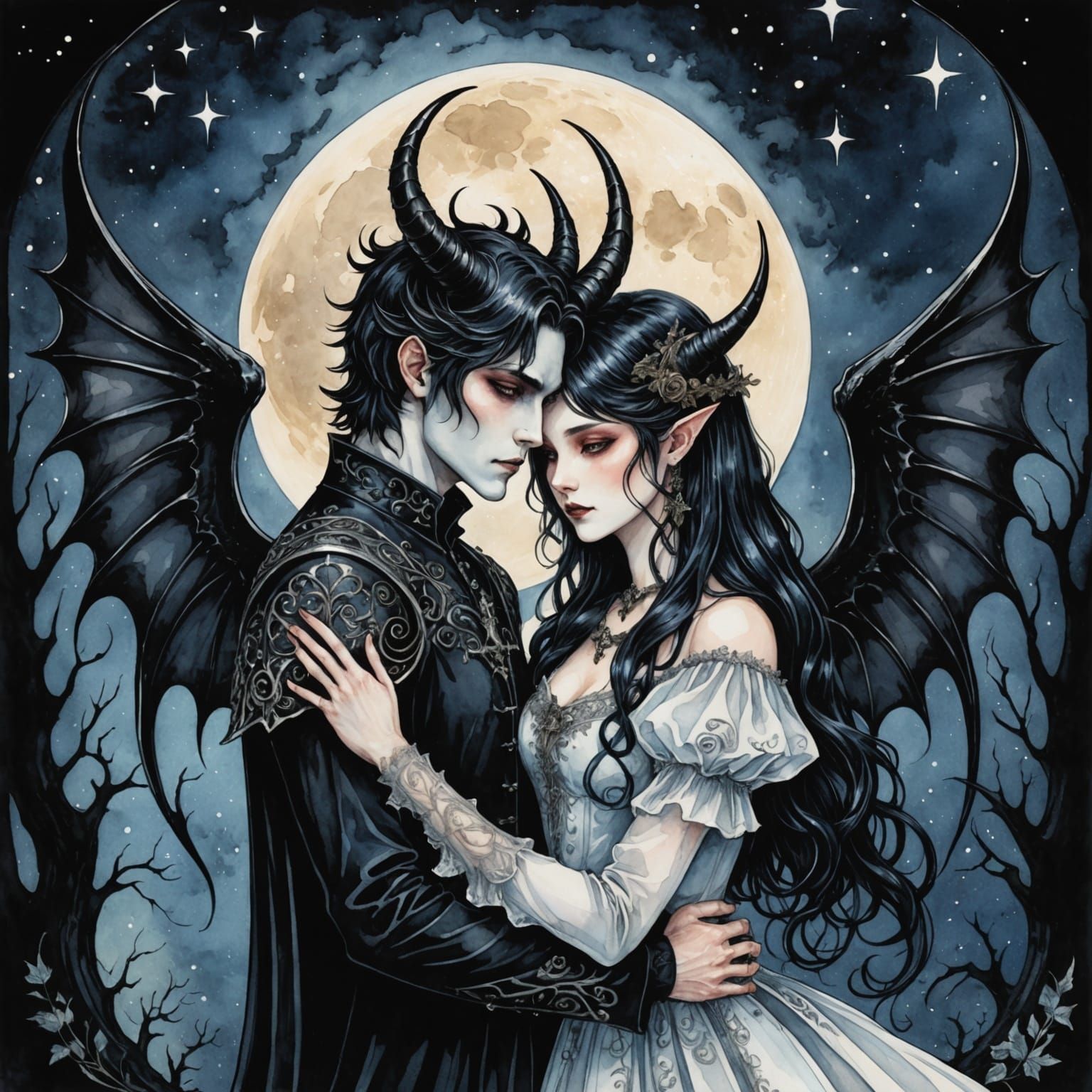 Demonic Gothic Romance: Manga Style Illustration