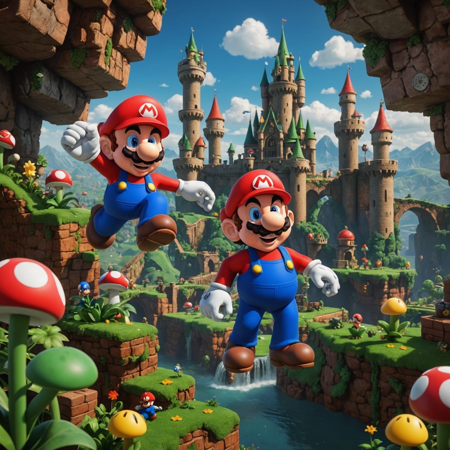Mario Brothers Nintendo: Detailed Matte Painting