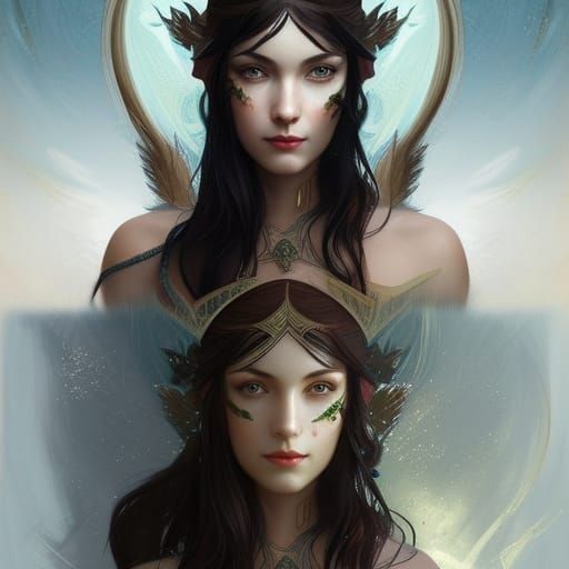 Elven Princess Portrait in Art Nouveau Style
