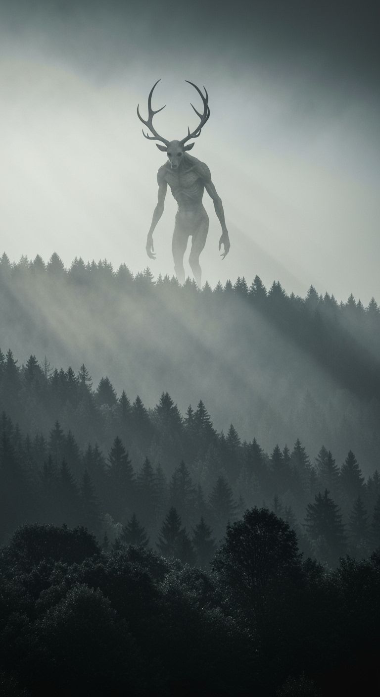 Megalophobia Horror Creature in Foggy Forest