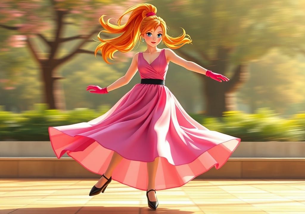 Dynamic Tap Dancer in Ghibli Anime Style