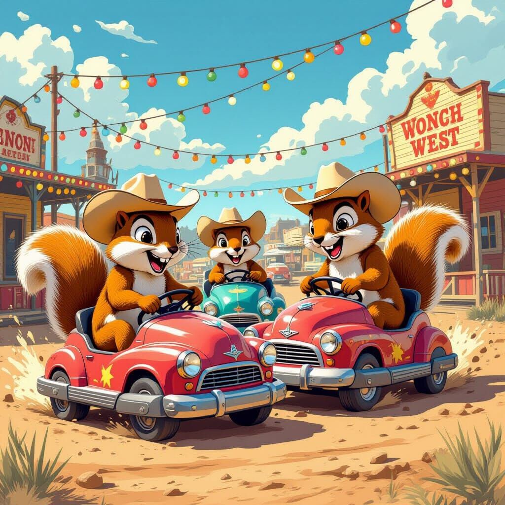 Squirrels Cause Chaos in Old West Bumper Cars