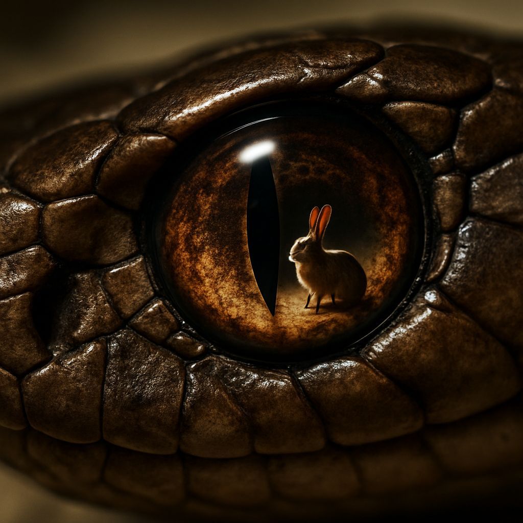 Hyper-Realistic Cobra Eye: Rabbit Reflected, Dramatic Lighti...