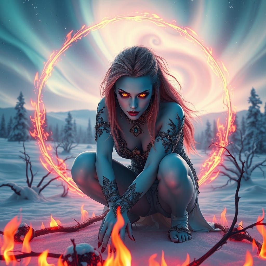 Mystical Vampire Goddess in Winter Wonderland