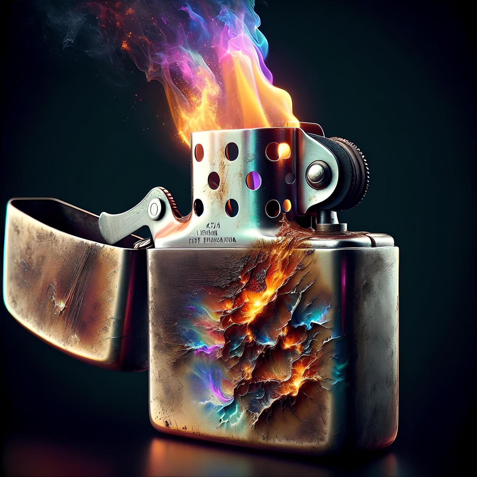 Hyperreal Macro Photo of Zippo Lighter Ignition