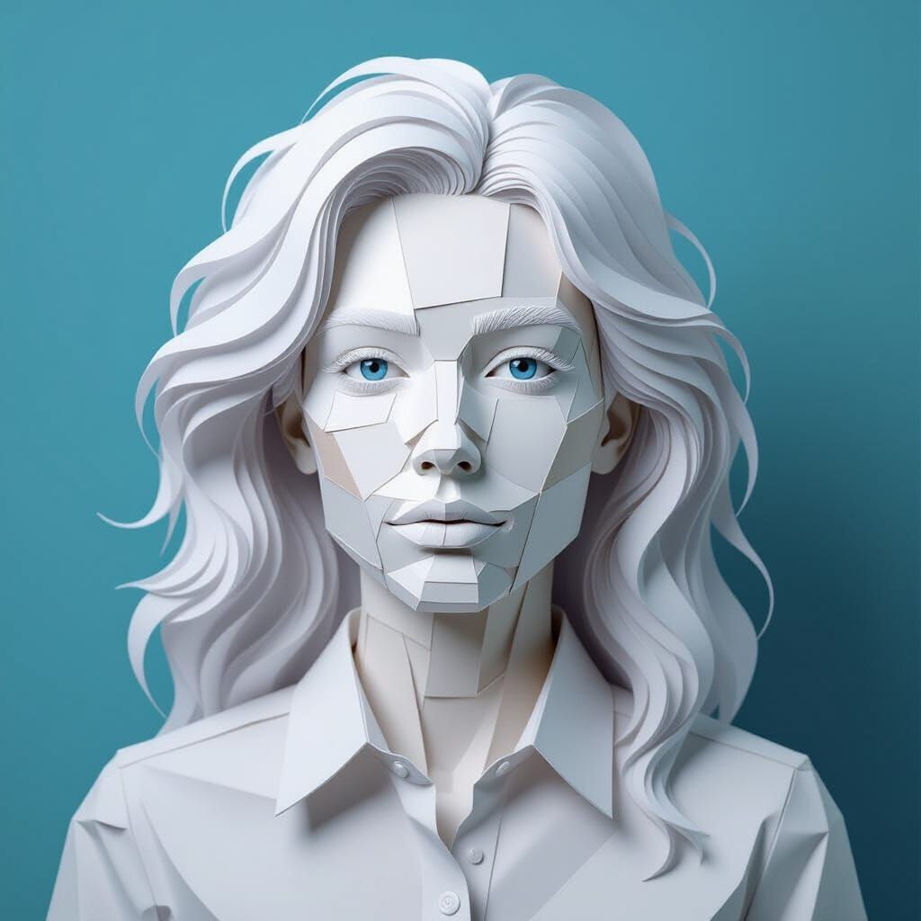 Portrait Crafted Entirely from Paper