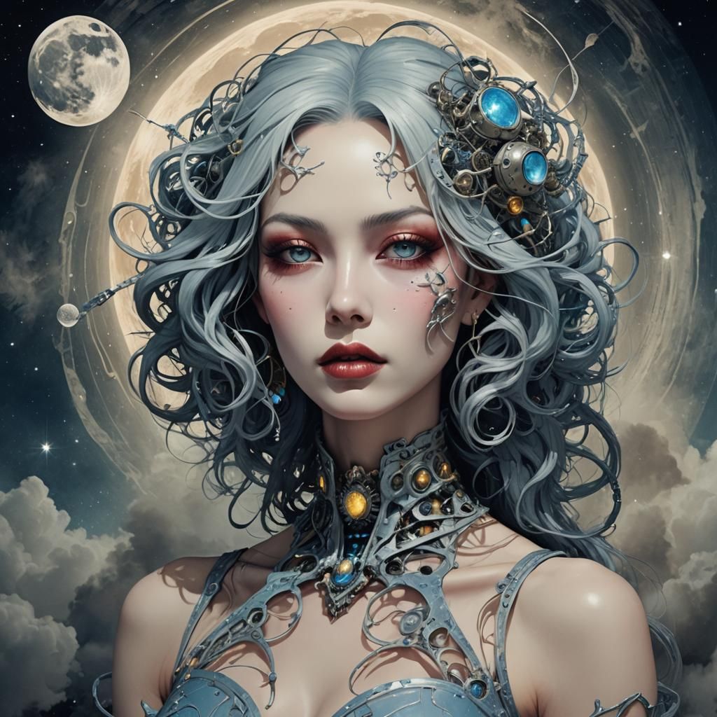 Surreal Cyberpunk Dreamscape: Atomic Drama and Lunar Madness