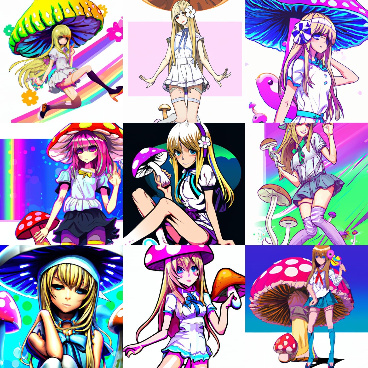 Psychedelic Anime Mushroom Girl Figurine