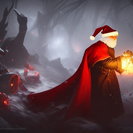 Evil Santa with Broken Toys: Dark Fantasy Concept Art