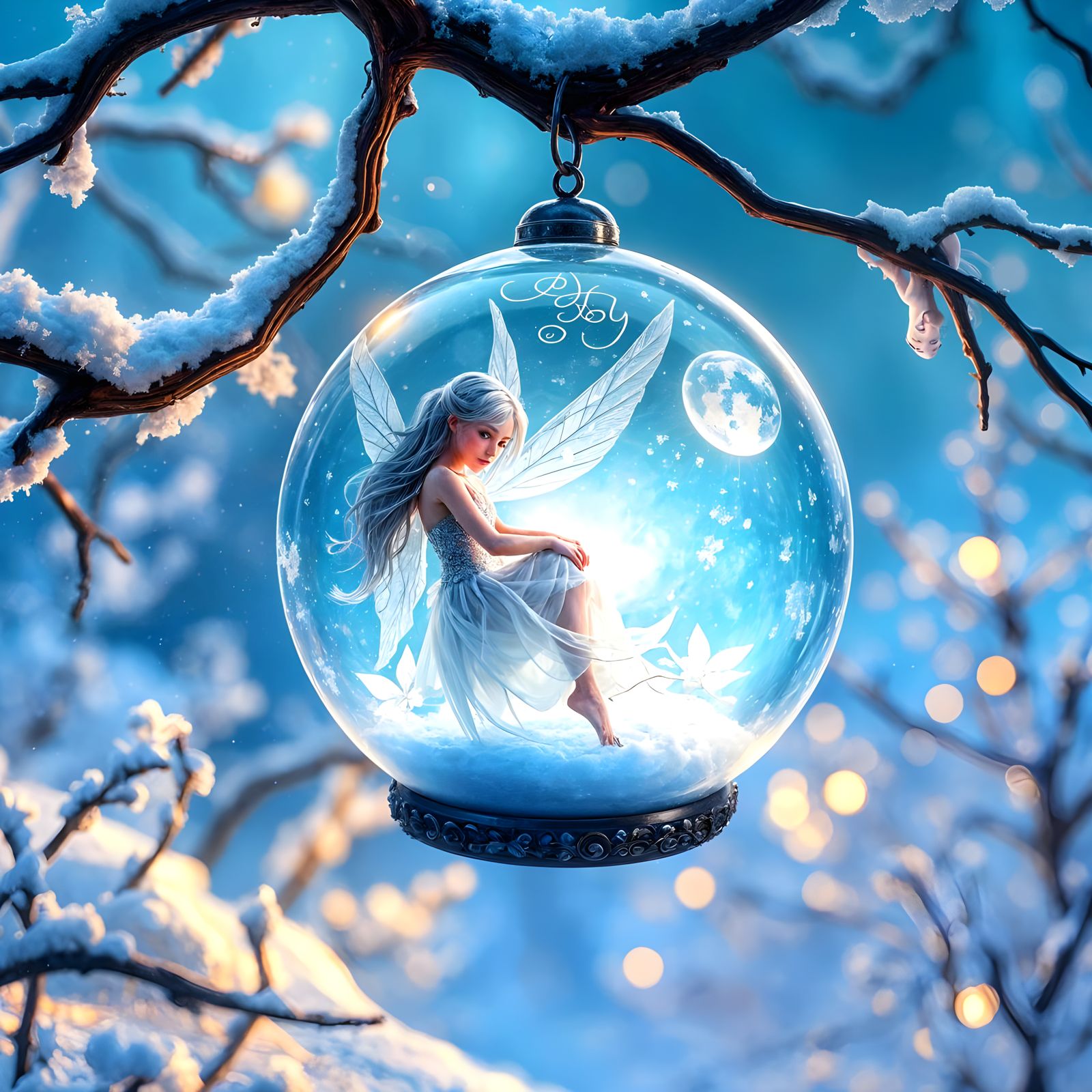 Magical Snow Fairy Soaks in Crystal Globe