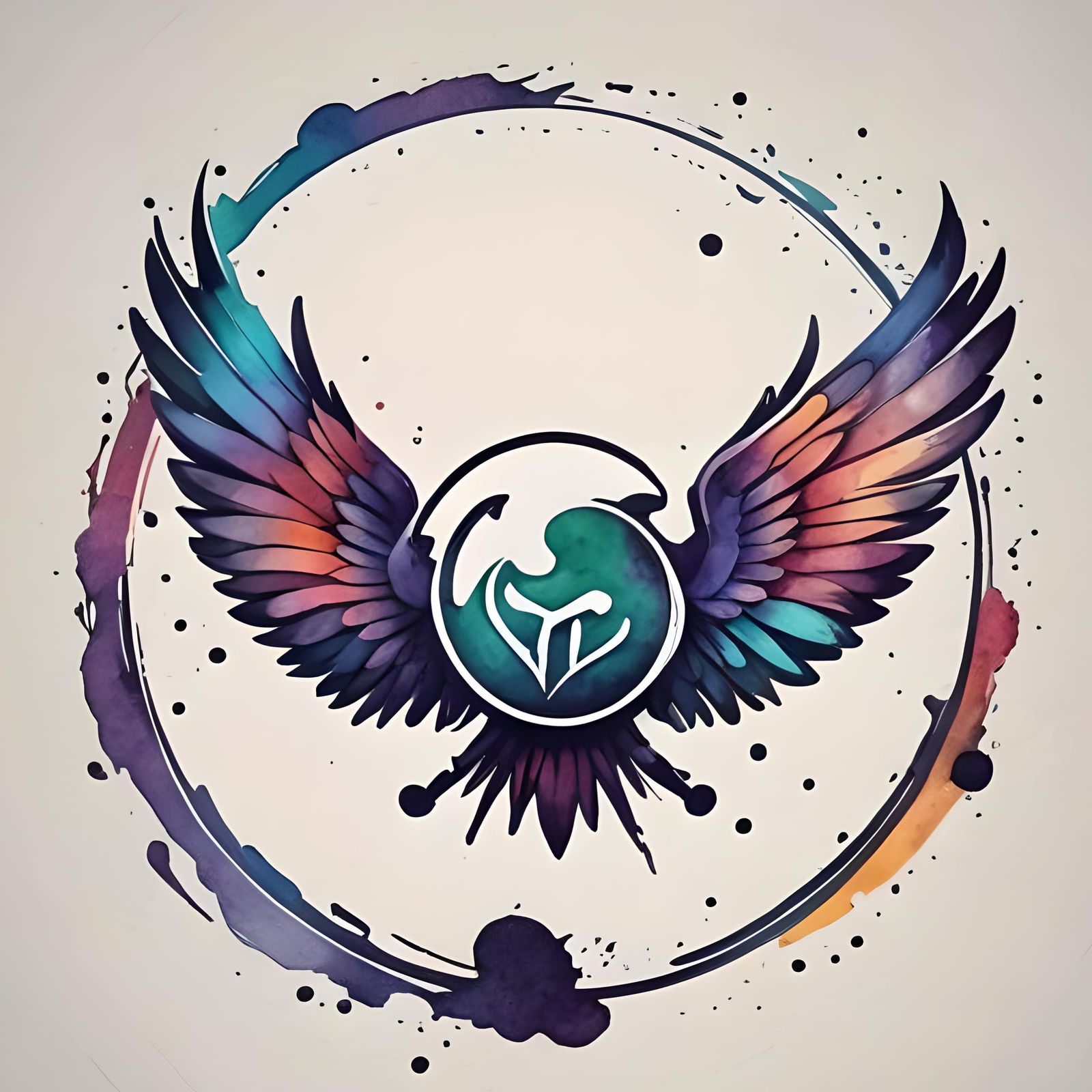 Watercolor Cartoon Logo with Winged Rockers