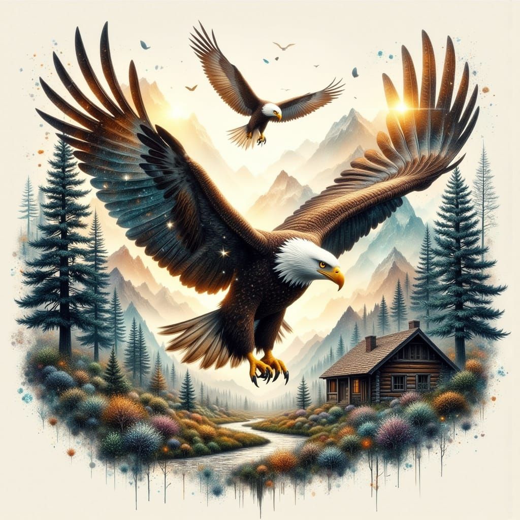 Ethereal Eagle in Serene Wilderness