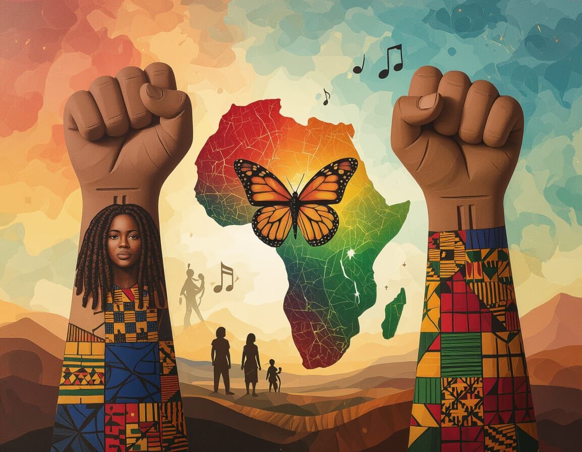 Abstract Expressionist Painting: Lion, Unity, and Music