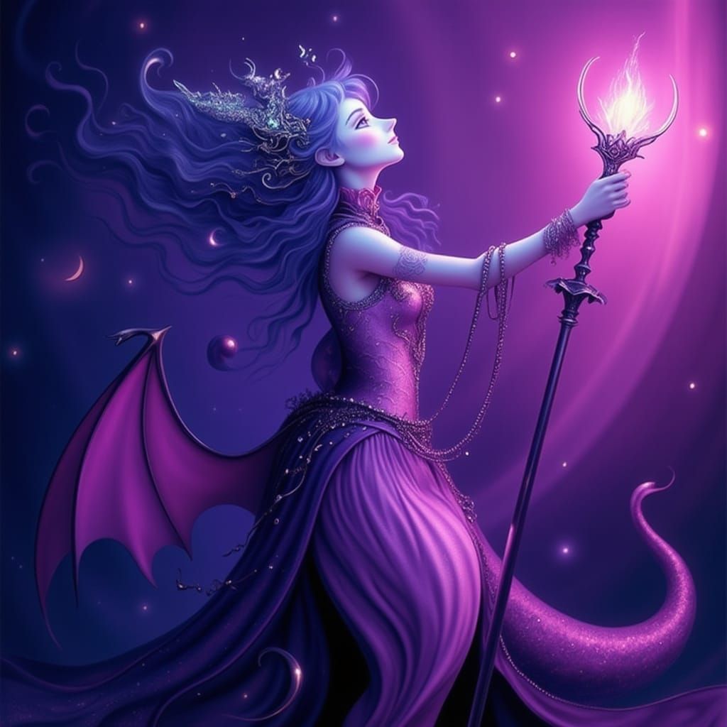 The old witch Madam Mim in "Sword in the Stone" transforming into a purple dragon. <lora:FS Spellcasting 230:1.0> Pixar,...