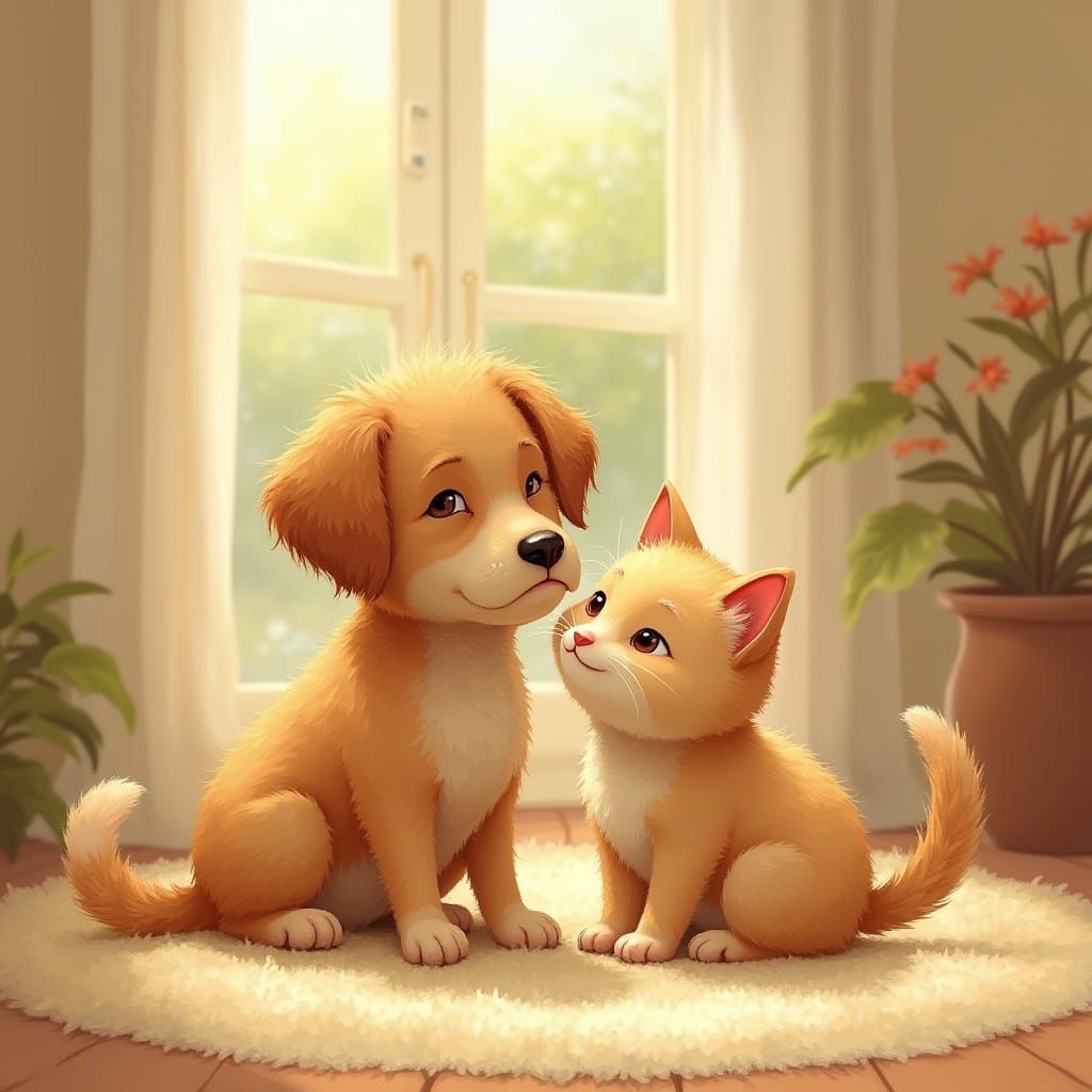Gentle Friends in a Warm Domestic Scene