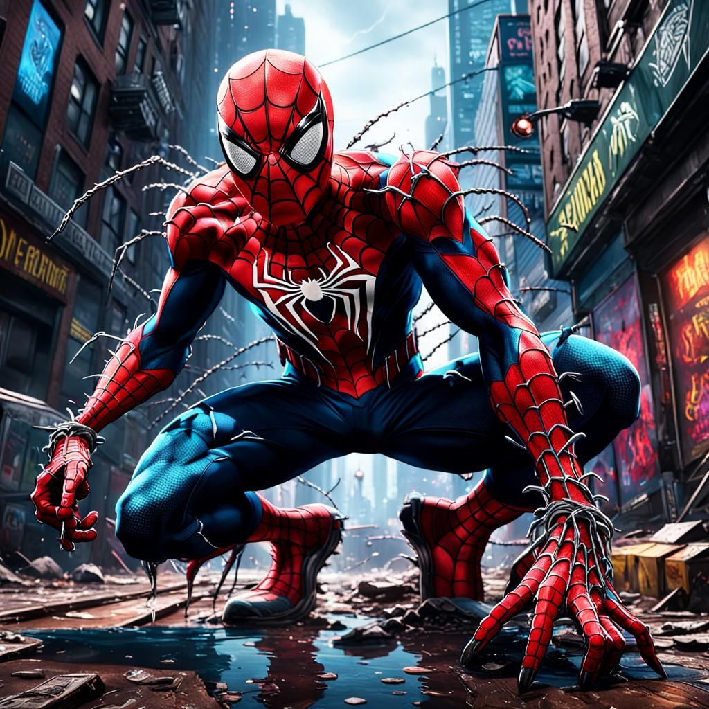 Punk Spiderman Concept Art in 8K