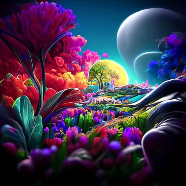 Giant Pink Flowers in Botanical Sci-Fi Universe