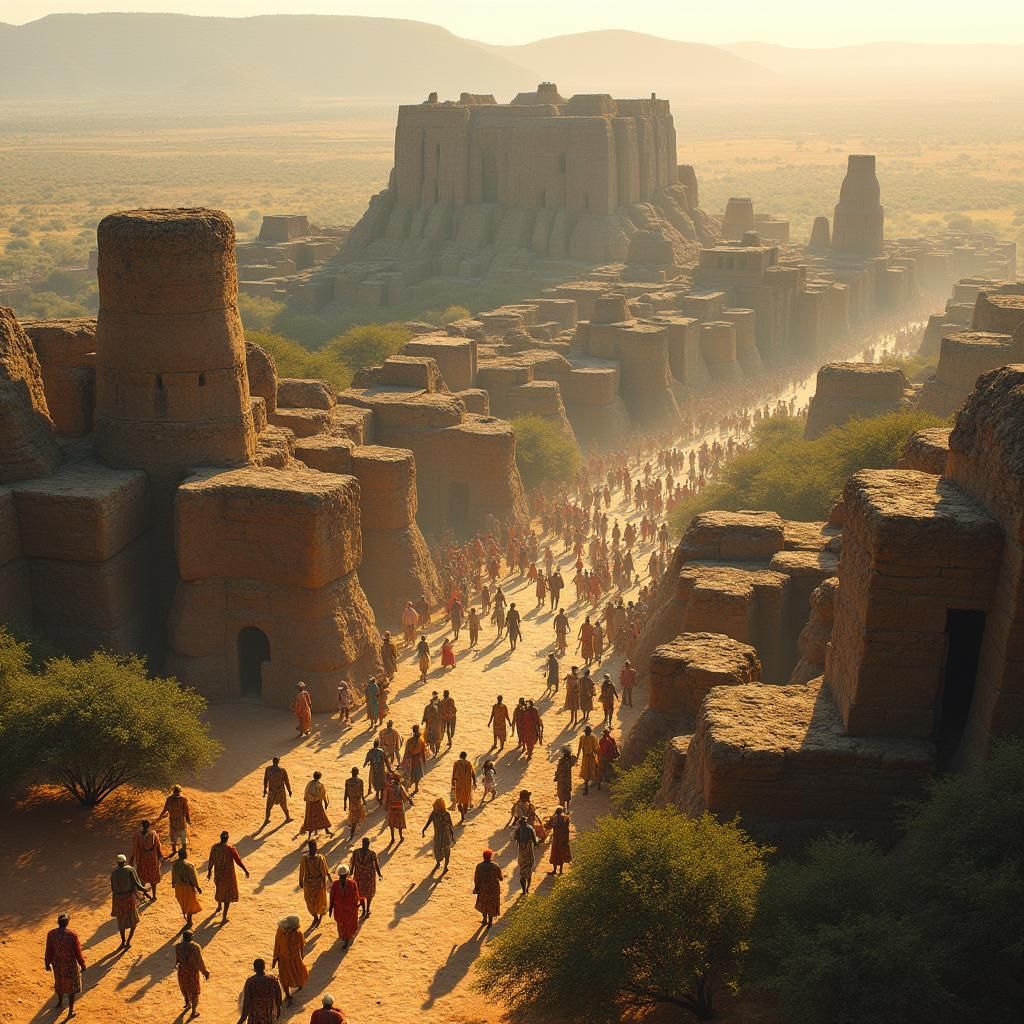 Great Zimbabwe Aerial View: Bustling Cityscape in Romantic S...