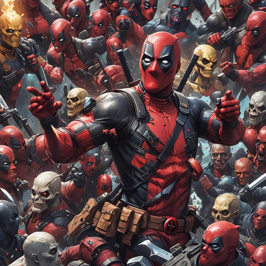 Deadpool's Battle: Hyperdetailed Concept Art Portrait