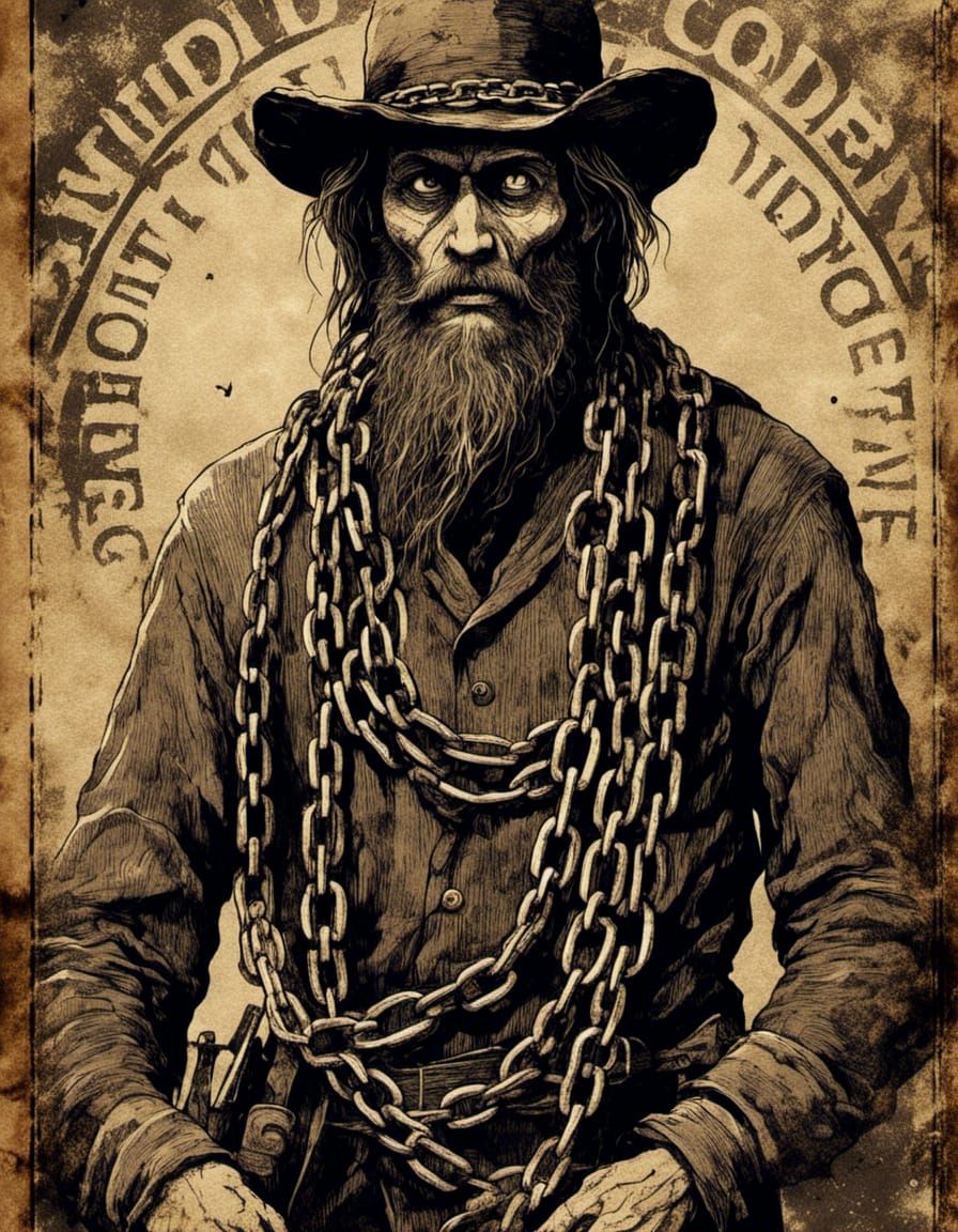 Western Outlaw Wanted Poster in Noir Style