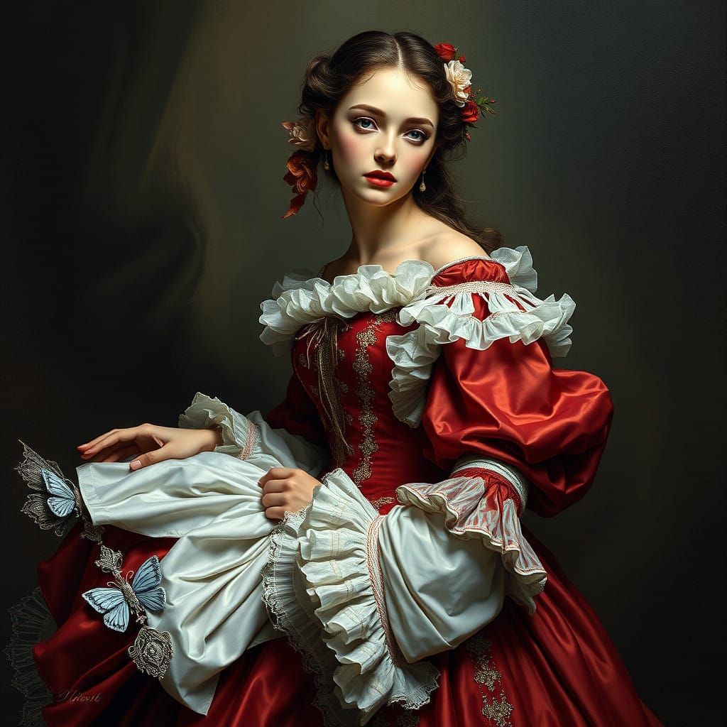 Renaissance Beauty in Vibrant Rococo Style
