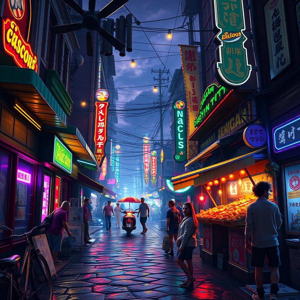 Detailed Matte Painting of Street Nachos