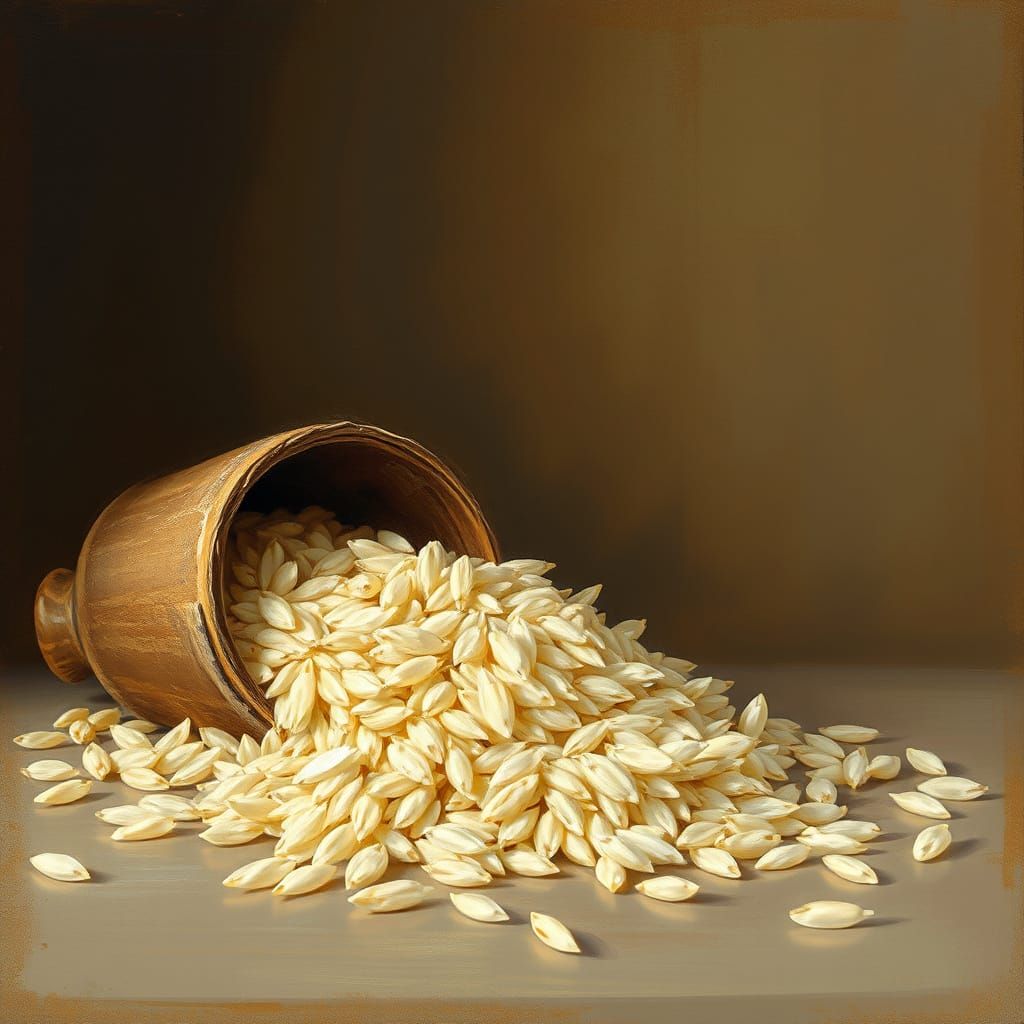 Warm Nostalgic Still Life of Rice in Gouache and Acrylic