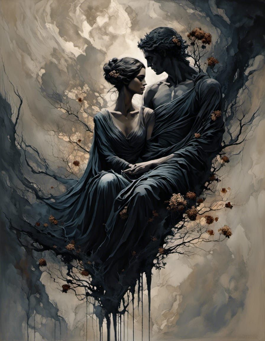 Ethereal Hades and Persephone Portrait in Digital Painting