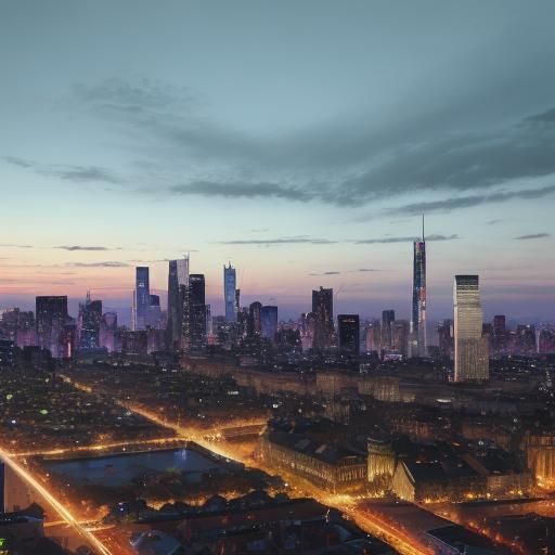 Vampire City Skyline: Gainsborough and Chagall Styles