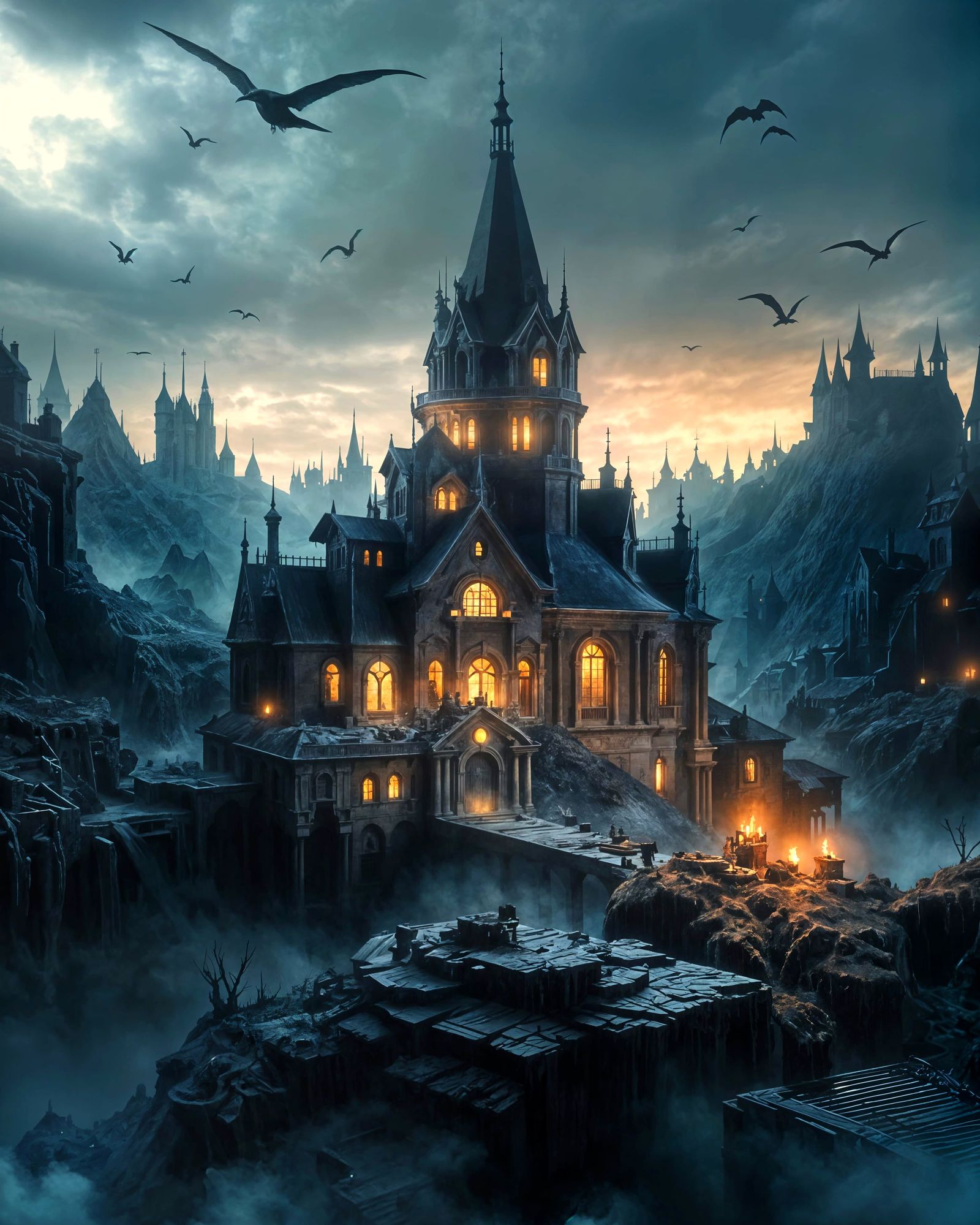 Haunting Macabre Scene in Vivid Color