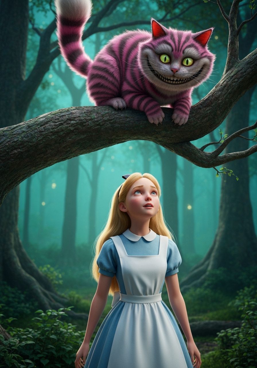 Alice in Wonderland in Enchanted Forest: Photorealistic 8K