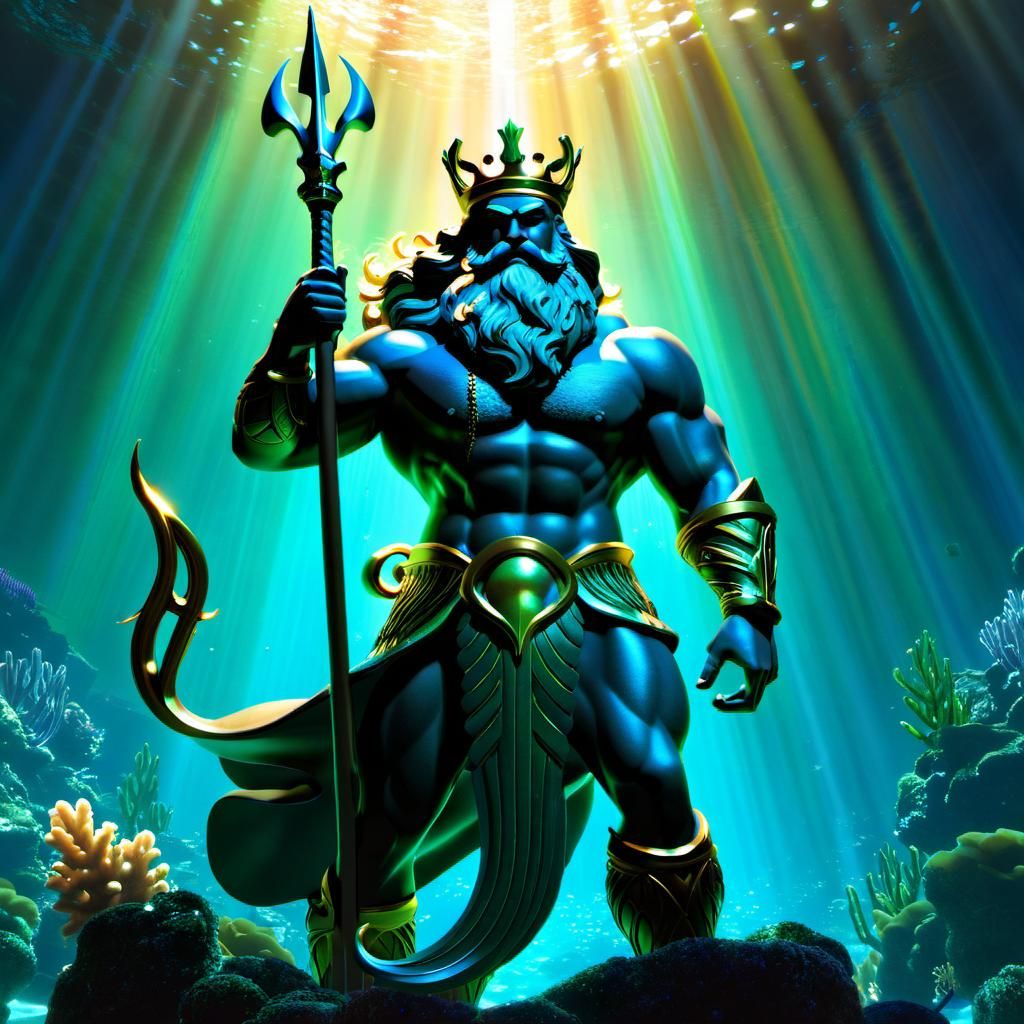 King Neptune with Trident Digital Art