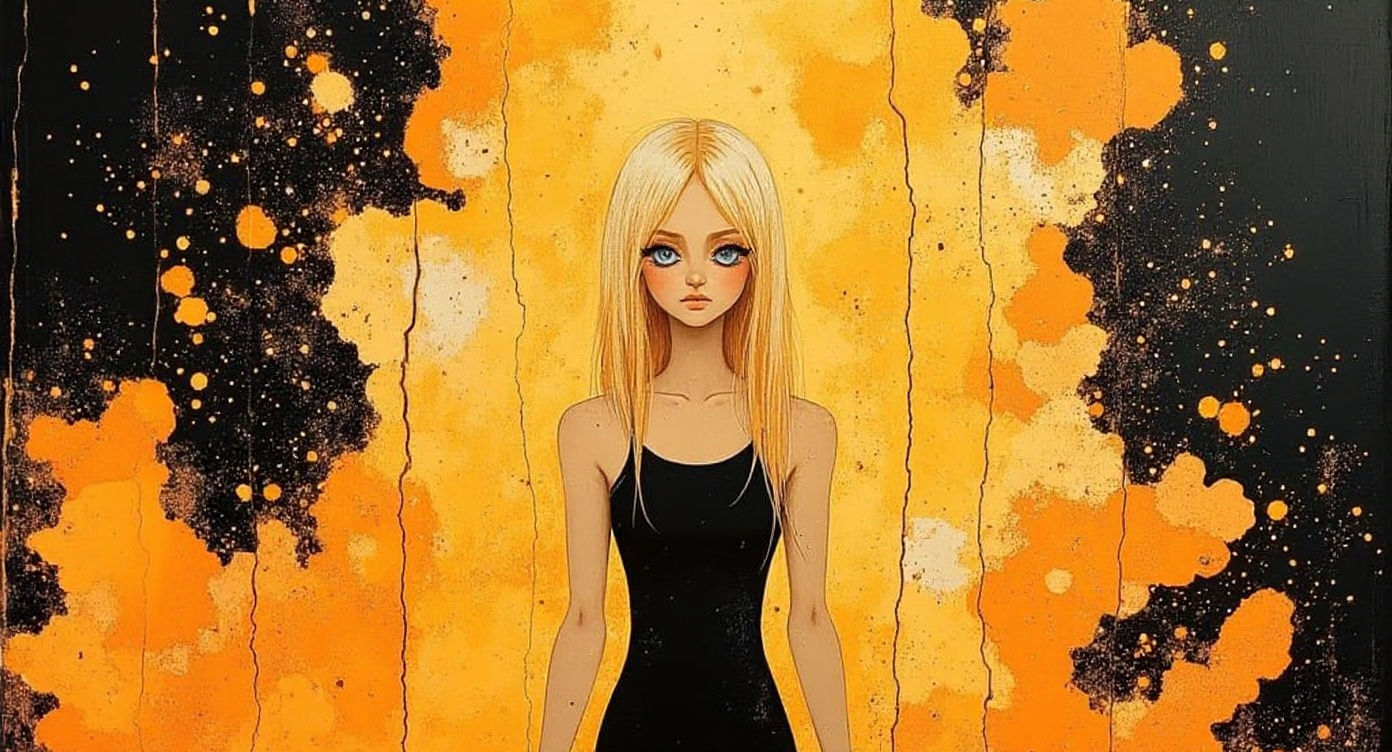 Elegant Blonde Woman in Oil Painting Style