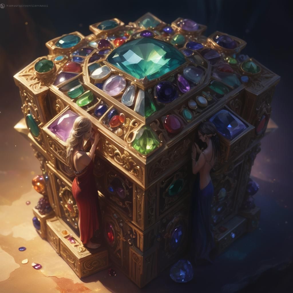 Woman with Gemstones in Fantasy 3D Art Style