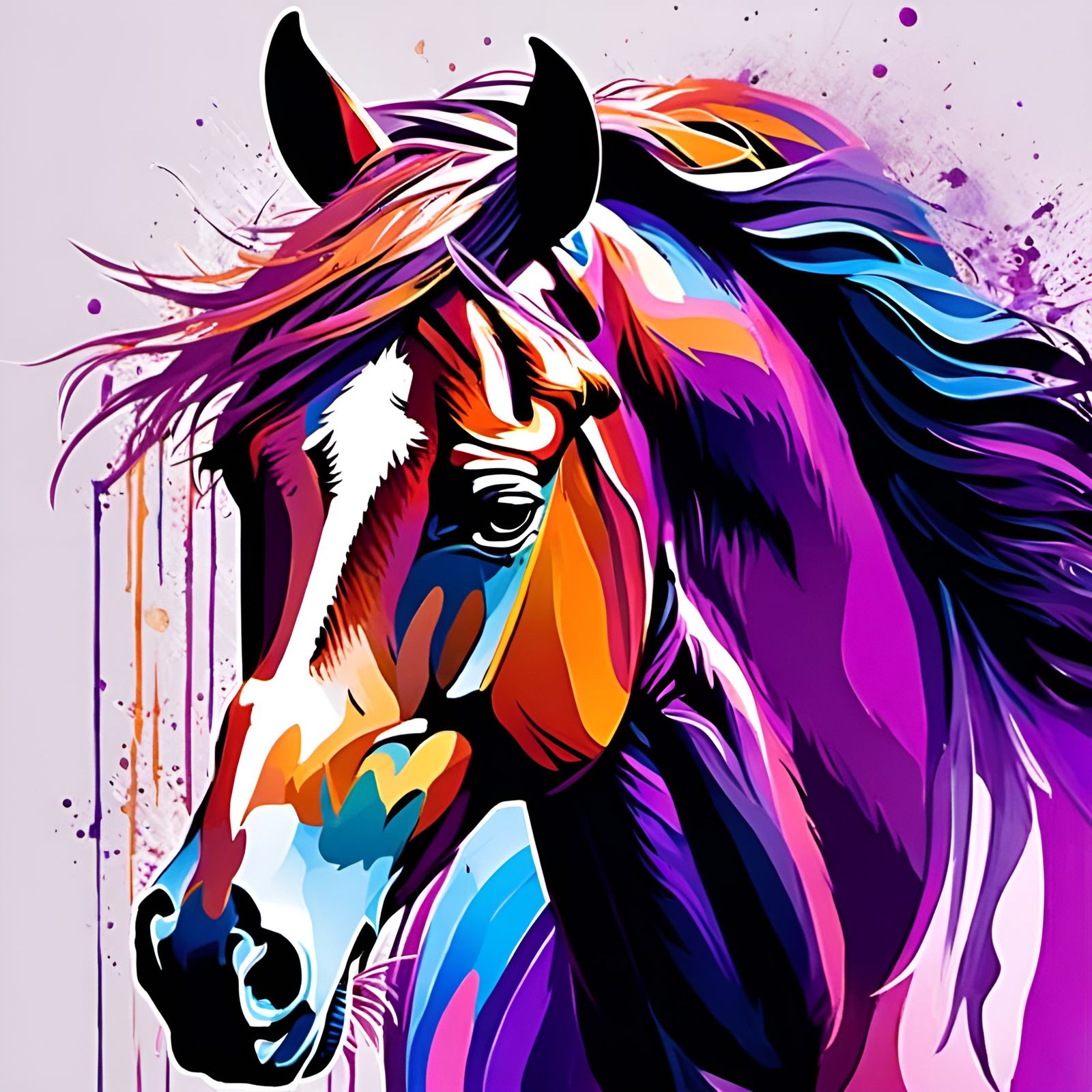 Adorable Colorful Horse in Hyperrealistic Splash Art