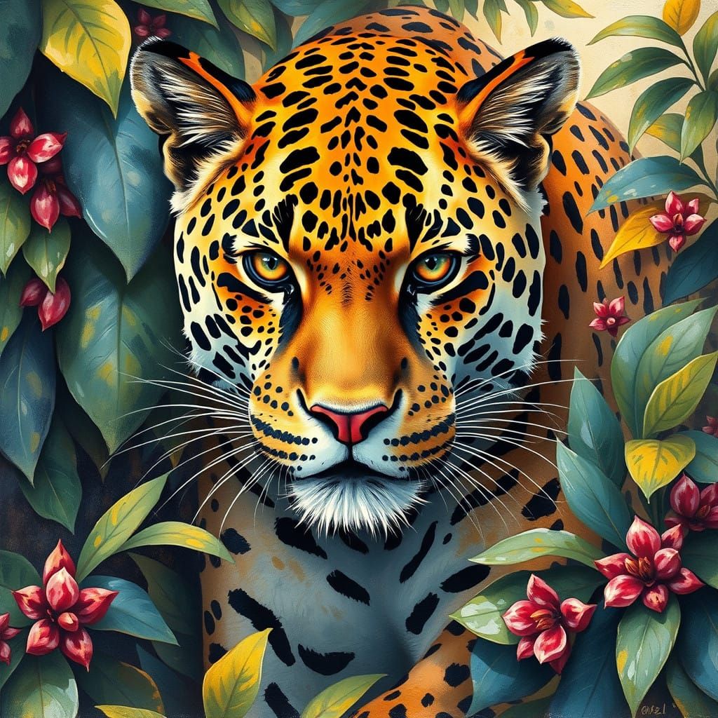 Vibrant Jaguar in Expressive Impressionist Style