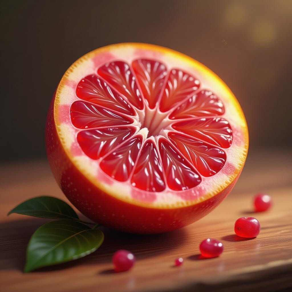 Realistic Open Fruit with Vibrant Interior