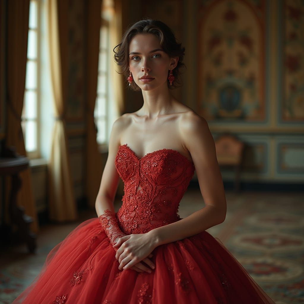 Elegant Young Man in Ballgown: Fashion Photography Portrait