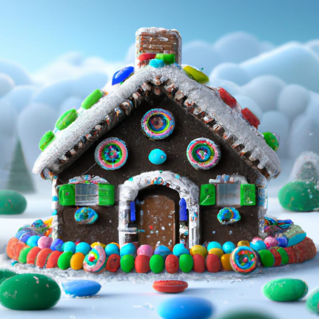 Hyperrealistic Oreo and Skittles Gingerbread House