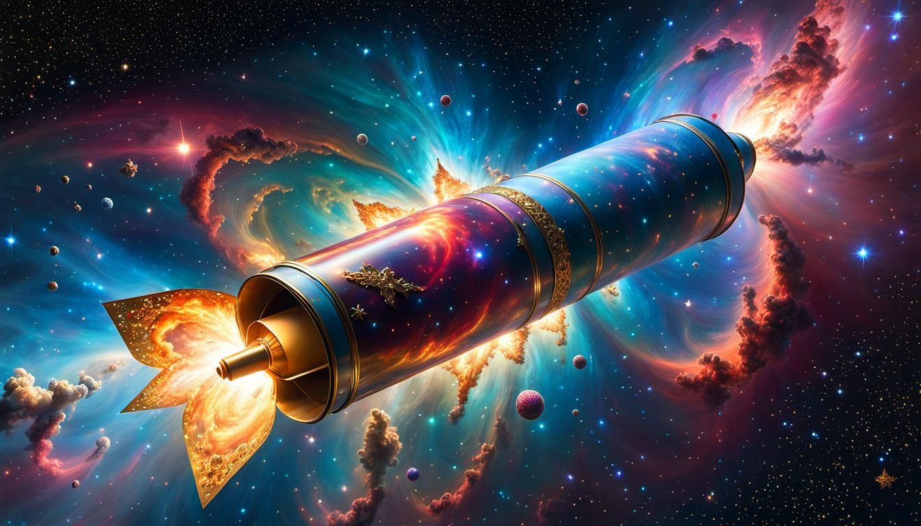 Christmas Cracker Nebula: Impressionist Space Art