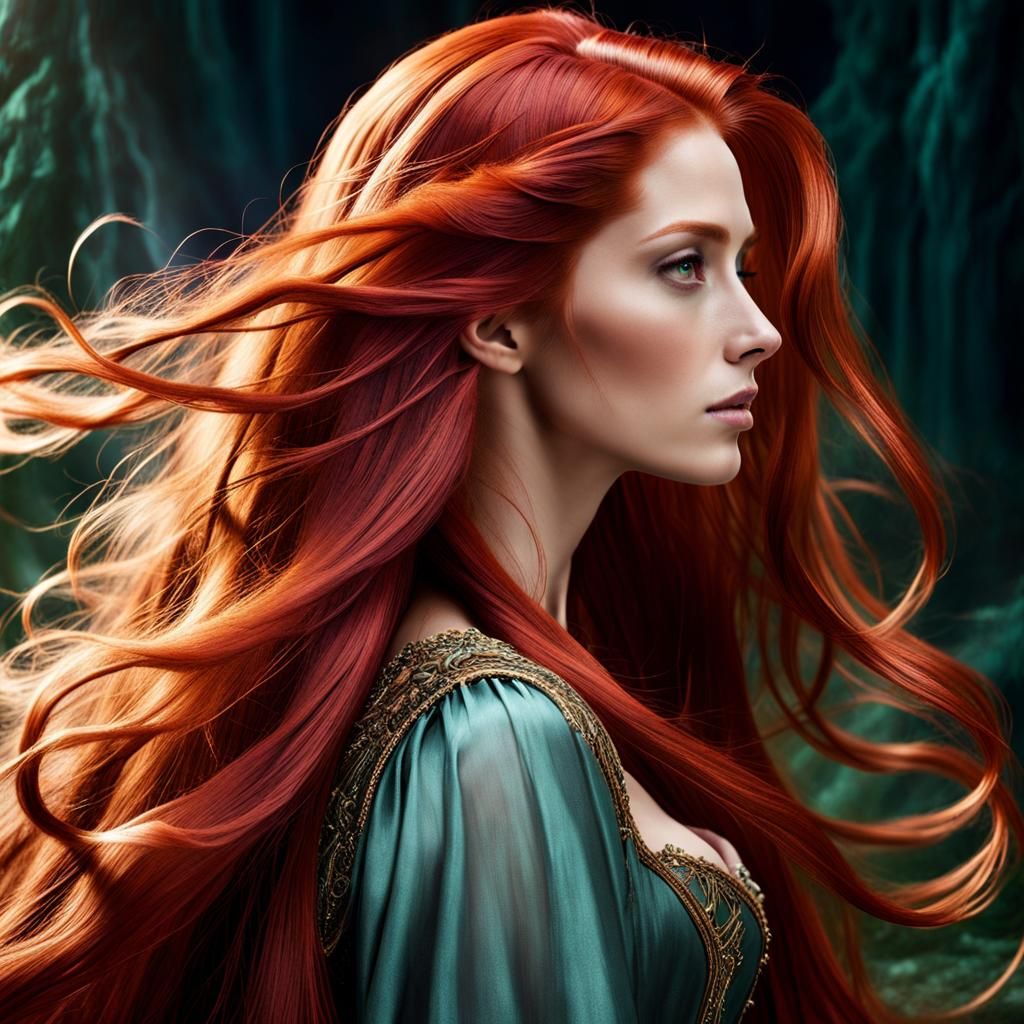 Red Hair Portrait: Surreal Fantasy Concept Art